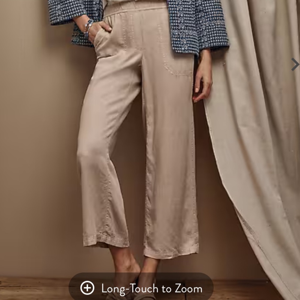 J. Jill Women's LINEN Beige Wide Leg Pants